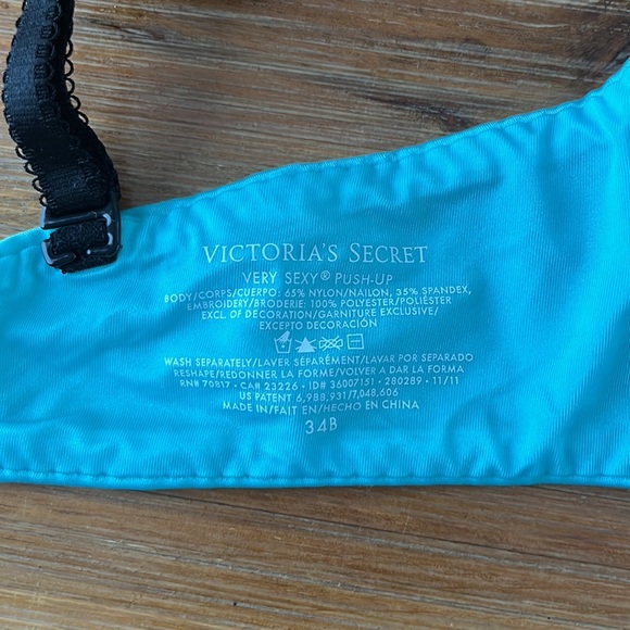 EUC Victorias Secret Leopard Blue Laced Push Up Bras 34B - Picture 5 of 7